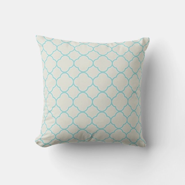 Robin's Egg Blue Ironstone White Throw Pillow (Front)