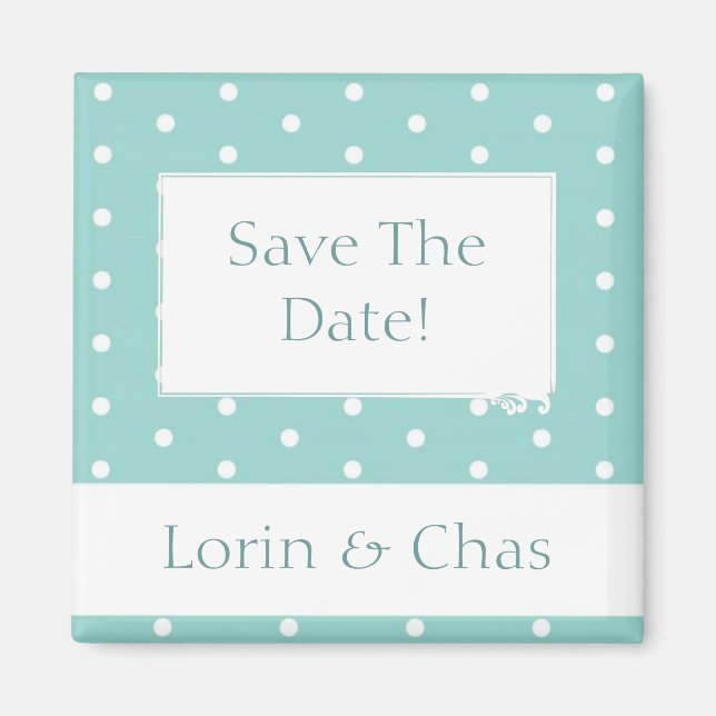 Robin's Egg Blue Jewellery Box with polka dots Magnet (Front)