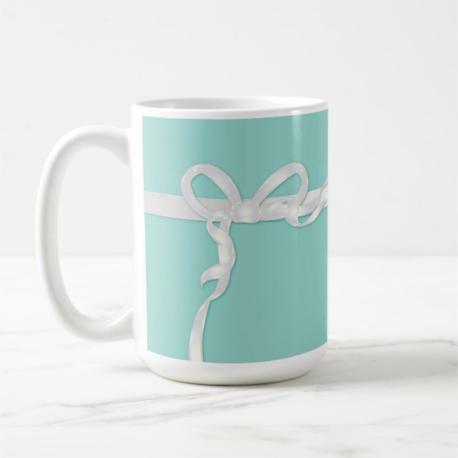 Robin's Egg Blue Jewellery Box with White Ribbon Coffee Mug (Left)