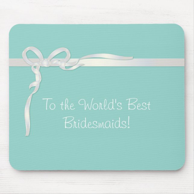 Robin's Egg Blue Jewellery Box with White Ribbon Mouse Pad (Front)