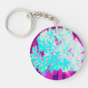 Robin's Egg Blue Peppermint Twist Phlox Flowers Key Ring