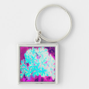 Robin's Egg Blue Peppermint Twist Phlox Flowers Key Ring