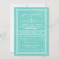 Robin's Egg Blue Poster Style Wedding Invitations