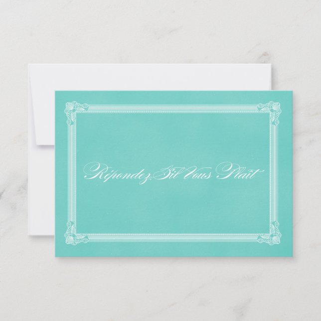 Robin's Egg Blue Poster Style Wedding RSVP Card (Front)