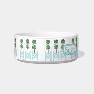 Robin's Egg Blue Topiaries Topiary Painted Dog Bowl