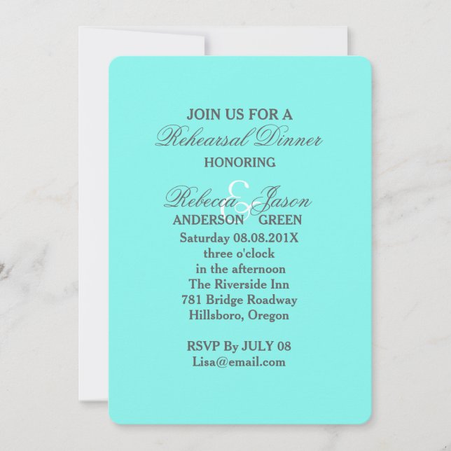 robin's egg blue turquoise aqua blue wedding invitation (Front)