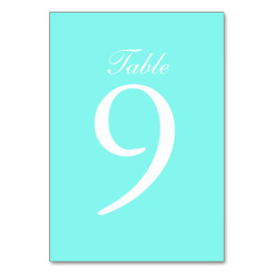 robin's egg blue turquoise aqua blue wedding table number