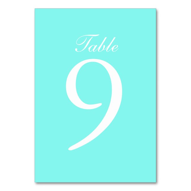 robin's egg blue turquoise aqua blue wedding table number (Front)