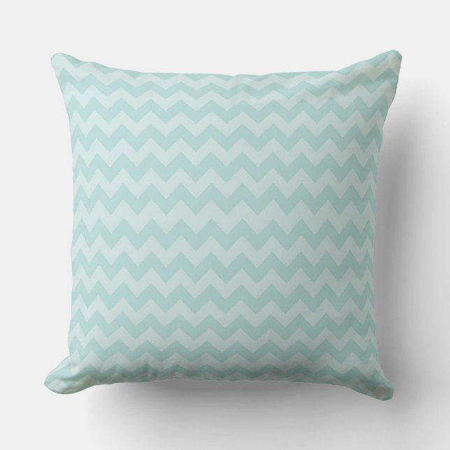 Robins Egg Chevron Aqua Teal Zig Zag Modern Cushion (Front)