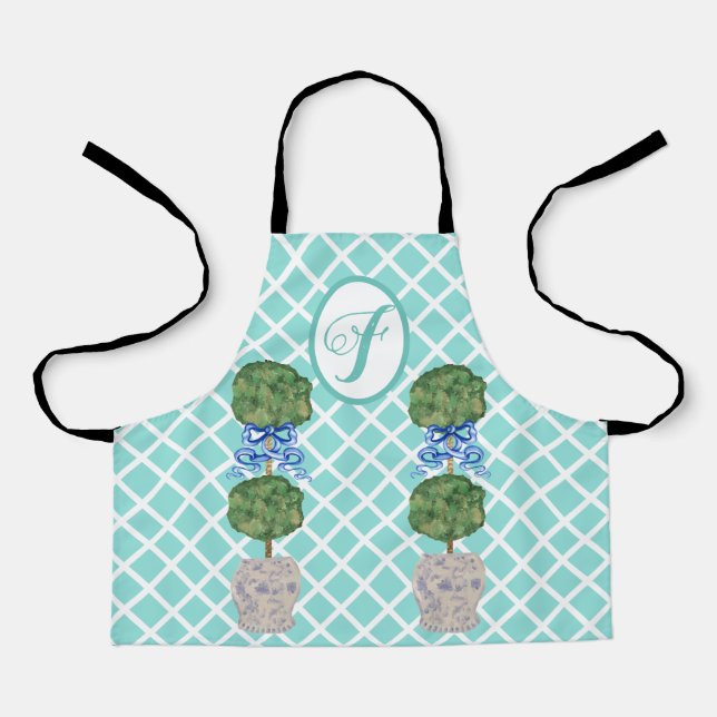 Robin's Egg Chinoiserie Ginger Jar Jars Topiary  A Apron (Front)