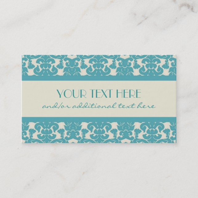 Robin's Egg Damask Business Card (Front)