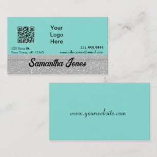 Robin's Egg Turquoise Blue & Silver Business Card