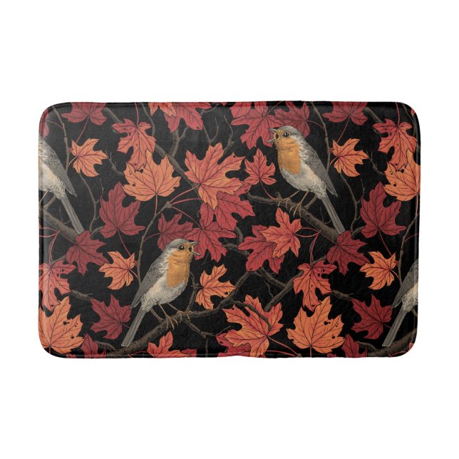 Robins in maple tree bath mat (Front)
