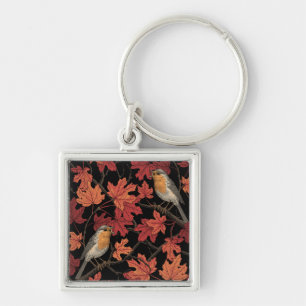 Robins in maple tree key ring