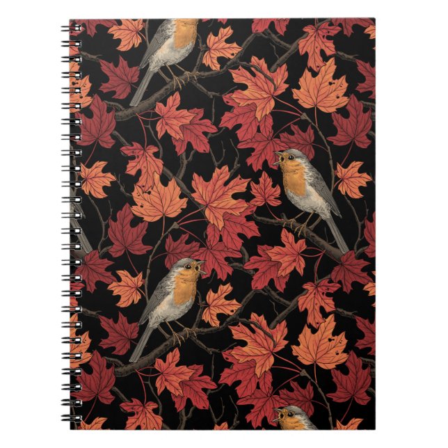 Robins in maple tree notebook (Front)