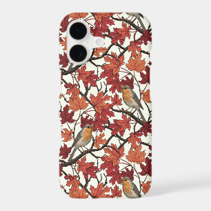 Robins in maple tree on off white