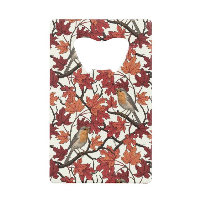Robins in maple tree on off white (Front)