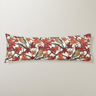 Robins in maple tree on off white body cushion