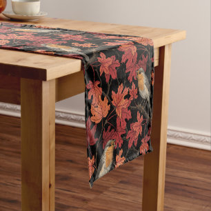 Robins in maple tree short table runner