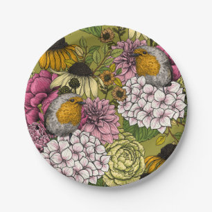 Robins in the garden 2 paper plate