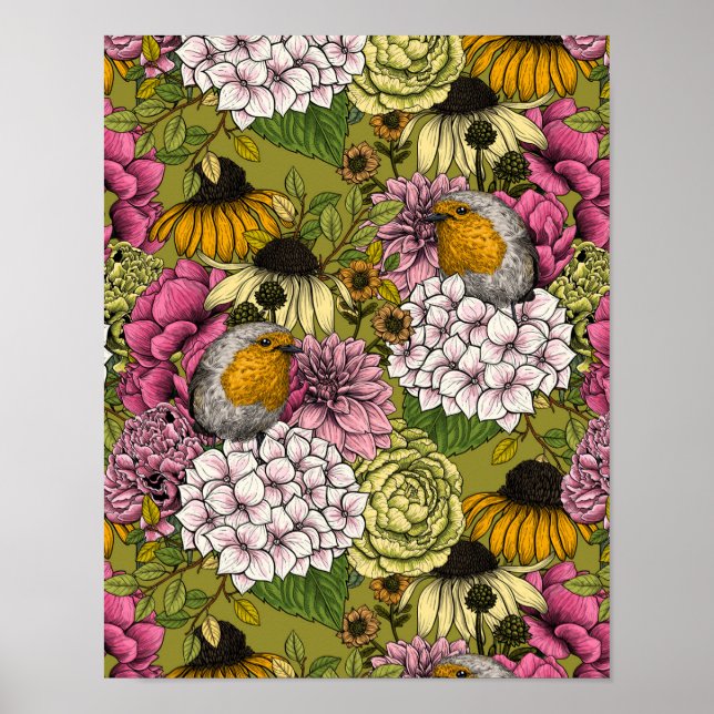 Robins in the garden 2 poster (Front)