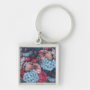 Robins in the garden 3 key ring