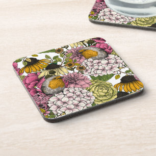 Robins in the garden coaster