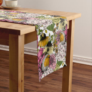 Robins in the garden short table runner