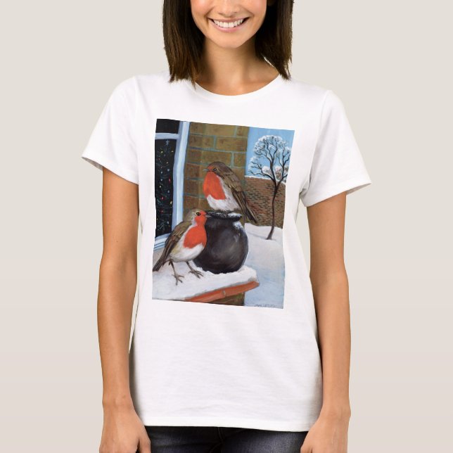 Robins in the snow T-Shirt (Front)