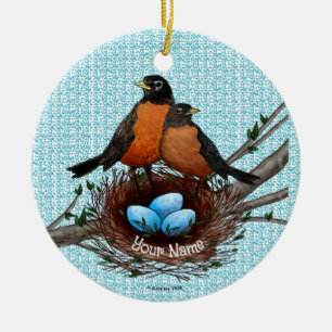 Robins Nest Ceramic Ornament