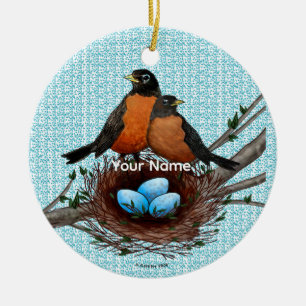 Robins Nest Ceramic Ornament