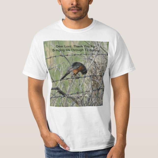 Robin's Spring Prayer Of Thanks T-Shirt (Front)