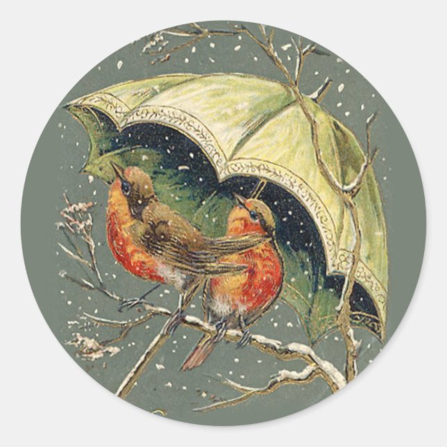 Robins Under Umbrella Stickers (Front)