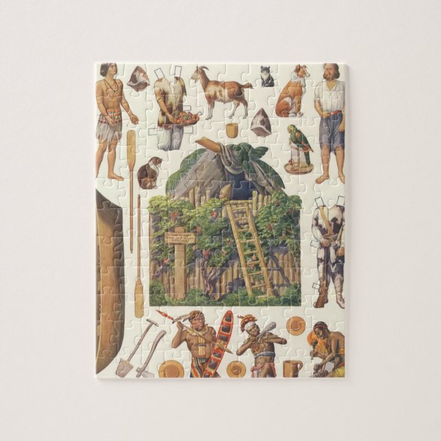 Robinson Crusoe, Vintage Victorian Paper Doll Toys Jigsaw Puzzle (Vertical)