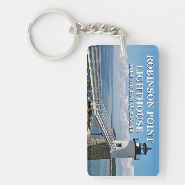 Robinson Point Lighthouse, Isle Au Haut, Maine Key Ring (Front)