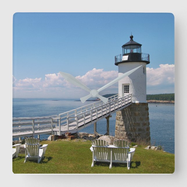 Robinson Point Lighthouse, Isle Au Haut, Maine Square Wall Clock (Front)