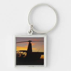 Robinson R44 helicopter at sunset Key Ring
