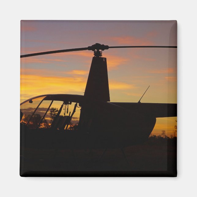 Robinson R44 helicopter at sunset Magnet (Front)