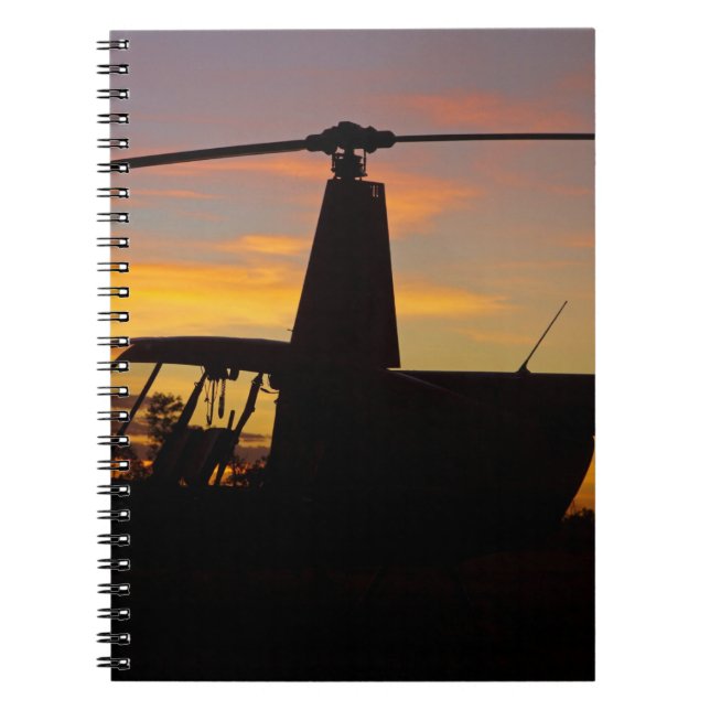 Robinson R44 helicopter at sunset Notebook (Front)