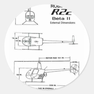 Robinson R-22 Classic Round Sticker