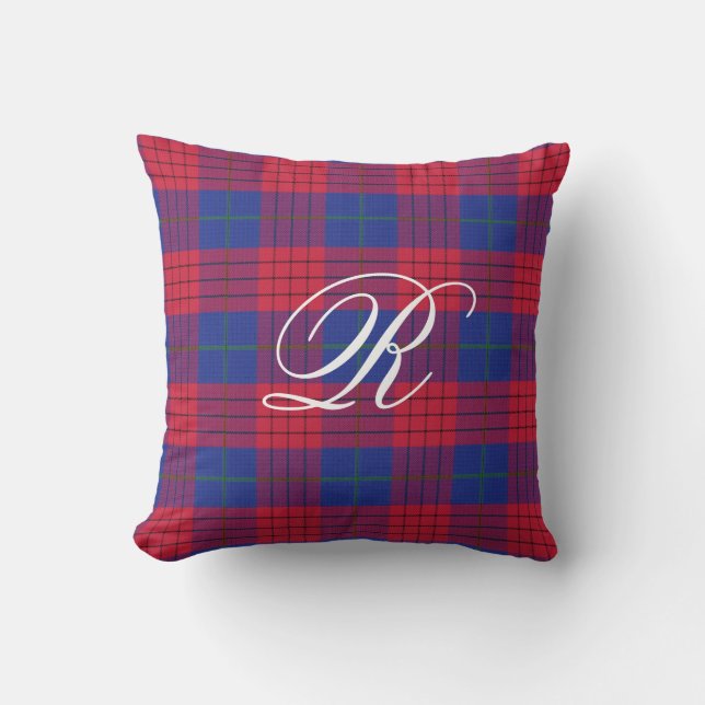 Robinson Tartan Monogram Pillow (Front)