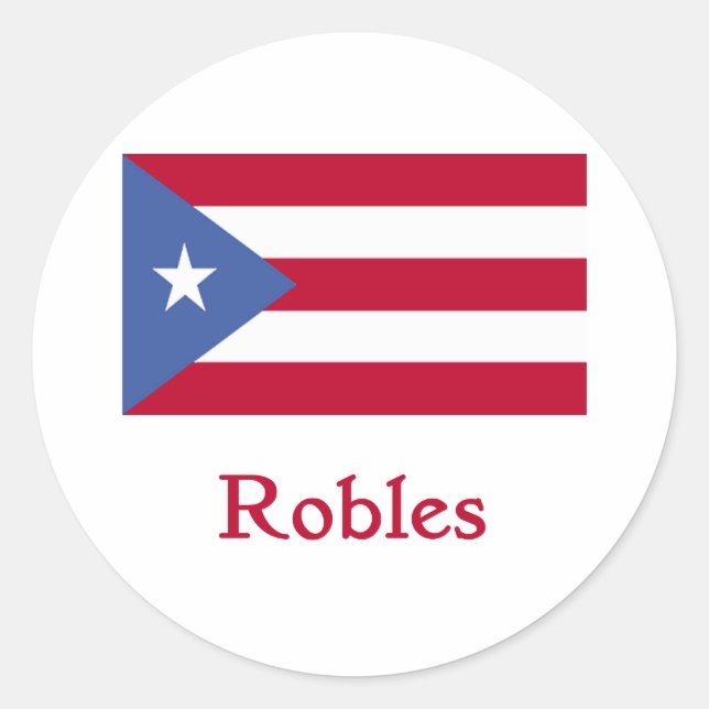 Robles Puerto Rican Flag Classic Round Sticker (Front)