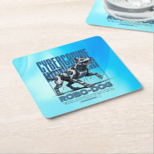 Robo Dog – Futuristic Cyber Canine Square Paper Coaster