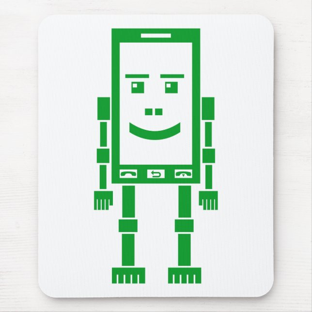 Robo Phone - Grass Green on White Mouse Pad (Front)