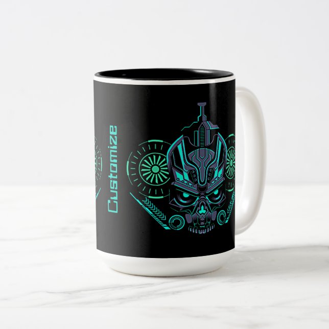 Robo Skull Two-Tone Coffee Mug (Front Right)