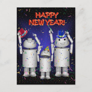 Robo-x9 & Family Celebrate the New Year! Holiday Postcard