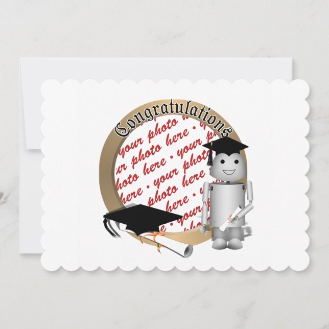 Robo-X9 Robot Graduation Photo Frame Invitation (Front)