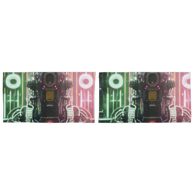 Robot 1 grey king pillowcases pair (Front-Set)