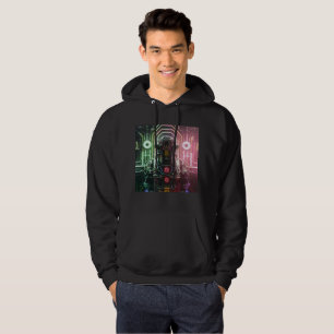  Robot 1 men black hooded sweatshirt