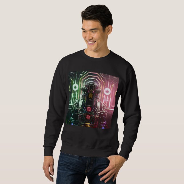  Robot 1 men black sweatshirt (Front Full)